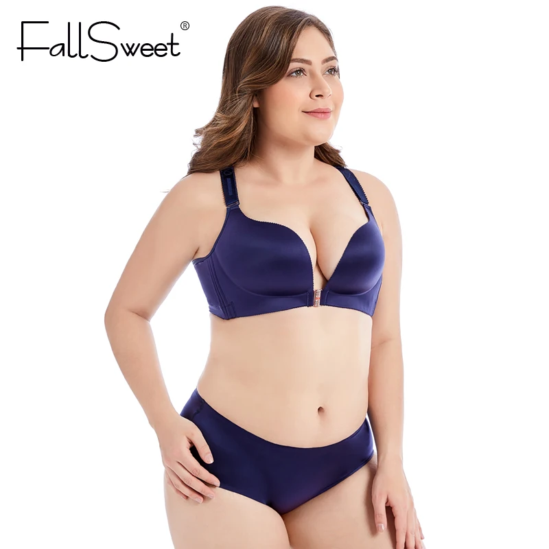 

FallSweet Front Closure Bras Set Sexy Lace Beauty Back Lingerie Set Push Up Underwear Set for Women