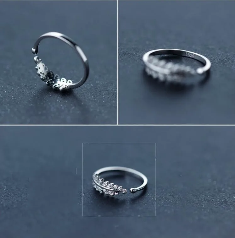 Jisensp Wedding Elegant Crystal Rings Leaf Engagement Cubic Zircon Ring Fashion New Brand Bijoux for Women Party Jewelry | Украшения и