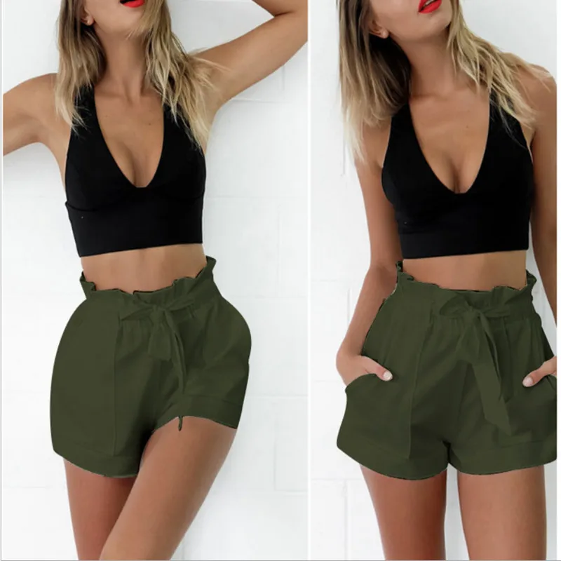 2019 женские трапециевидные шорты с высокой талией поясом Stringy Selvedge повседневные