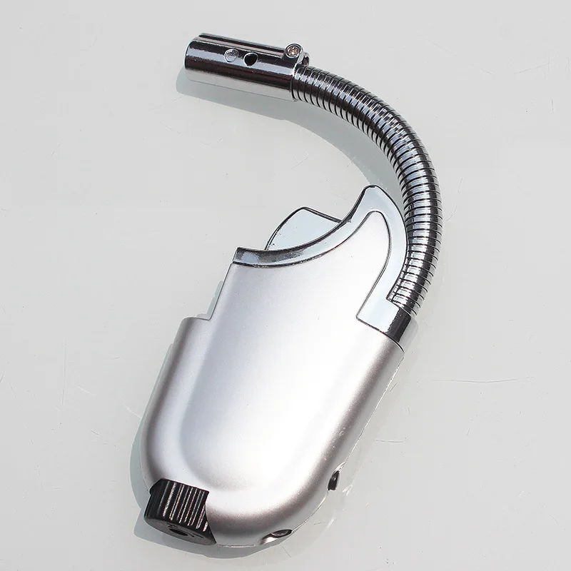 Креативная металлическая зажигалка в форме шланга многоразовая газовая гибкая