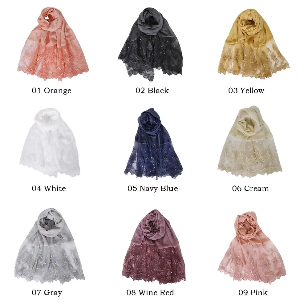 Женская Цветочная жемчужная кружевная простая хлопковая шаль шарф