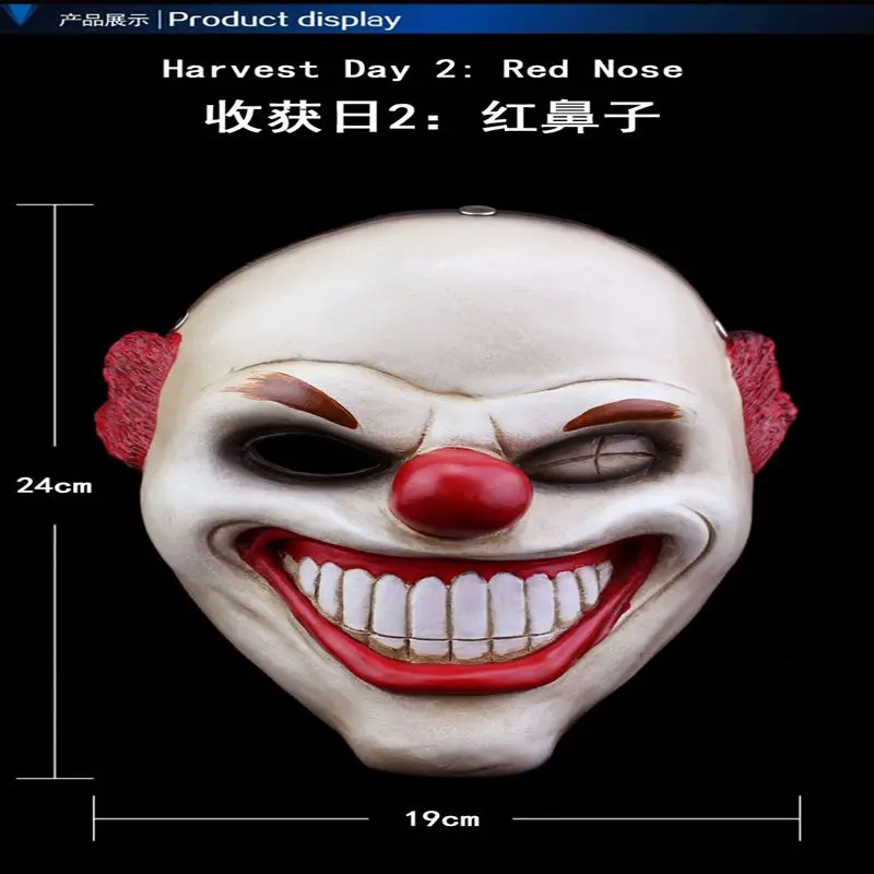Маска клоуна Красного носа из смолы на все лицо тема Payday2 страшные маски для