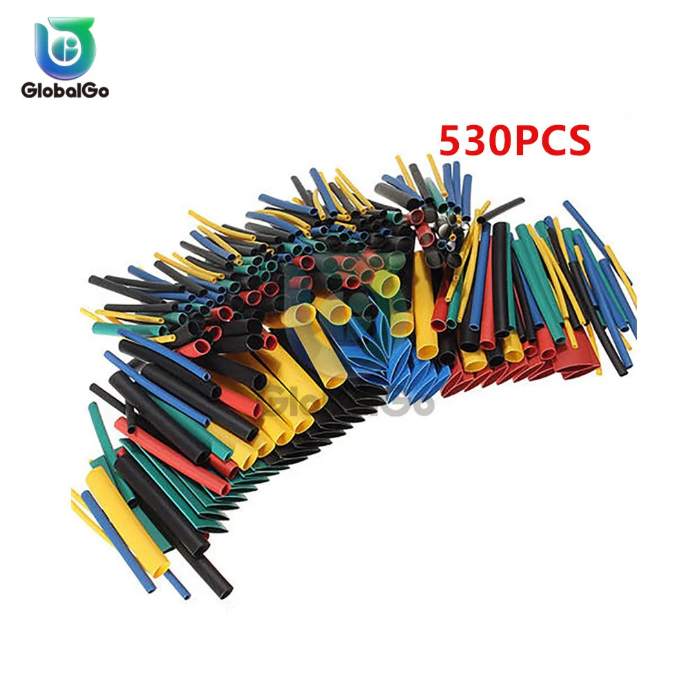 530PCS 127 шт. 328 530 шт./упак. Полиолефиновая в ассортимента термоусадочные трубки изоляционные, термоусадочные трубки тепла термоусадочная кабельная проводка - Цвет: 530PCS