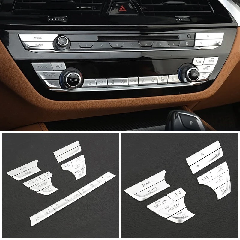

ABS Chrome Car Center Console Air Condition Switch Buttons Cover Sticker Trim For BMW 5 Series 2018 528 530 540li 12pcs/19pcs