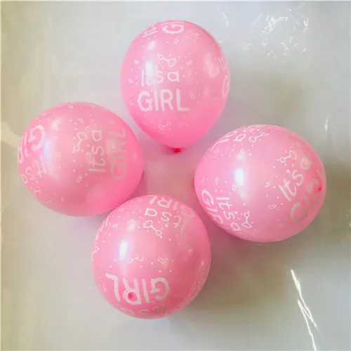 Pink 10 шт./лот 12 дюймов Детские воздушные шары для душа его мальчик это девочка напечатанные воздушные шары детский душ День Рождения вечерние украшения шар поставка - Цвет: Pink