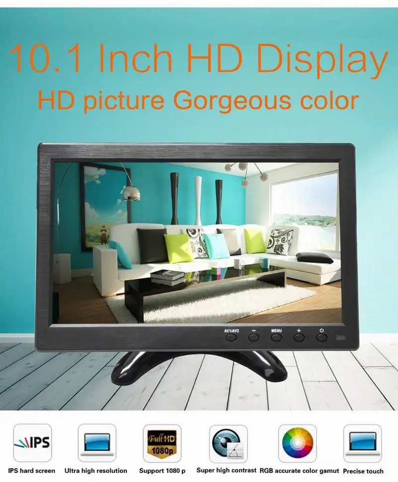 Ouchunagbo 10 1 дюймов HD ips автомобильный ЖК дисплей 1024*600 Экран AV VGA BNC HIMI Вход 1080P видео 2