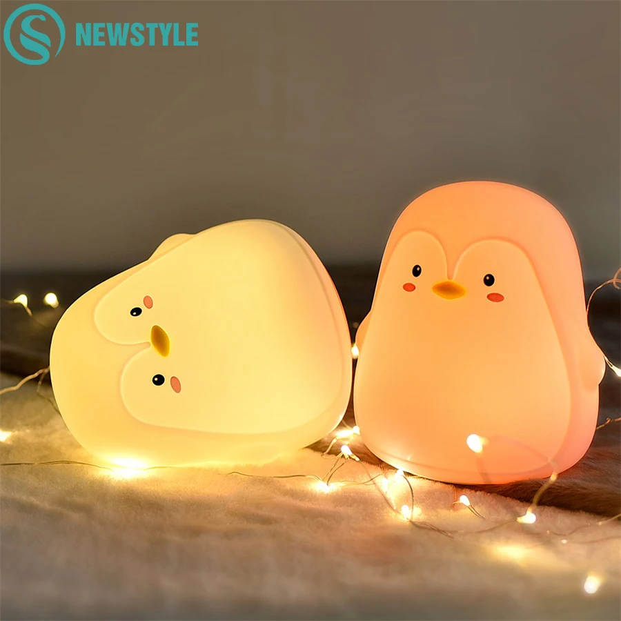 pinguino luz nocturna led con sensor