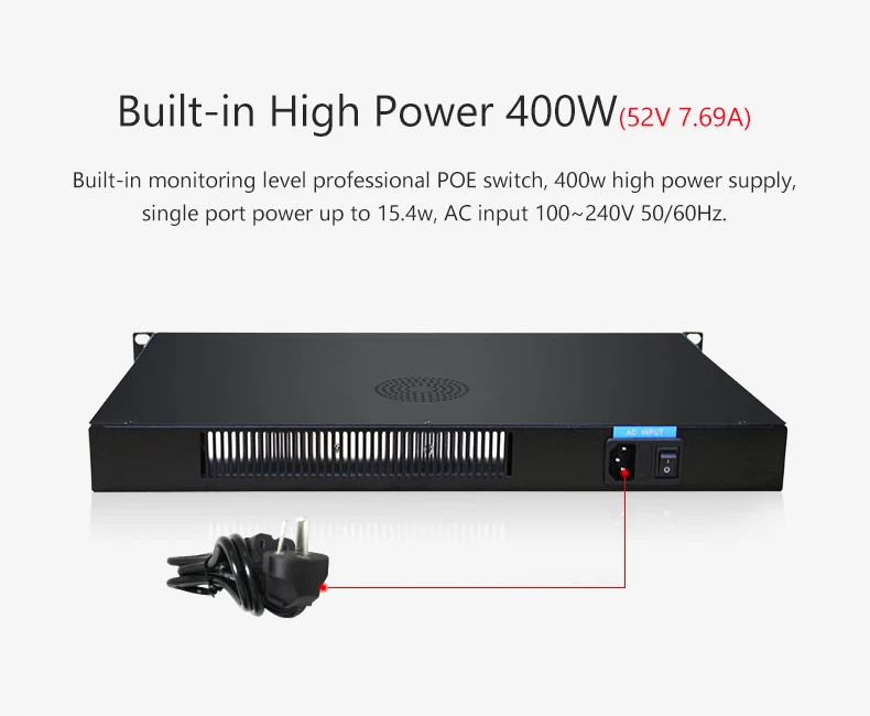24 порта 1000 м гигабитный коммутатор POE с 24 полностью гигабитными PoE 2 1000 м оптическими слотами 400 Вт Питание для IPCams, WiFi AP