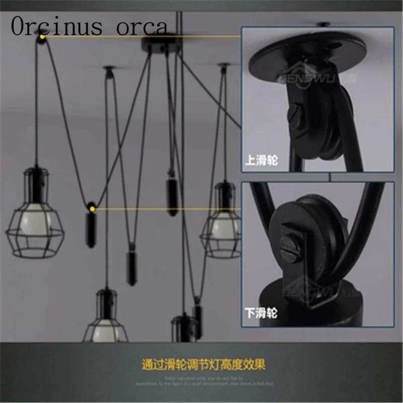 Koop Retro-Industriële Ijzeren Kooi Kroonluchter Woonkamer, Bar Kantoor, Amerikaanse Retro-Creatieve Led Spider Multi-Head Kroonluchter