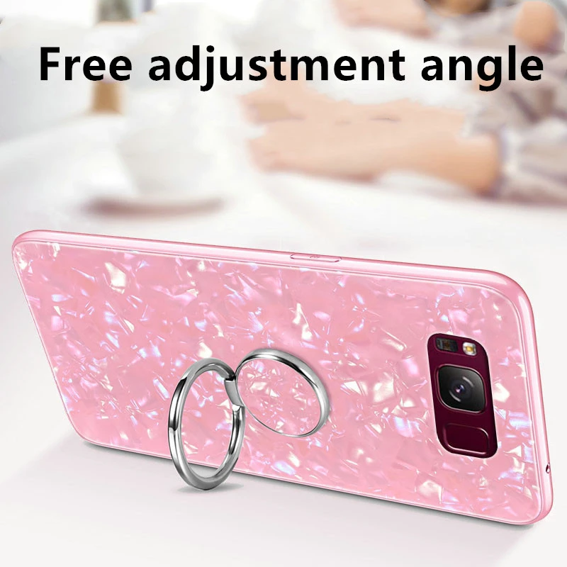 For Samsung Galaxy S8 S9 S10 Plus Note 8 9 Marble Pattern Tempered Glass Phone Case S10e Lite Cover Funda | Мобильные телефоны и
