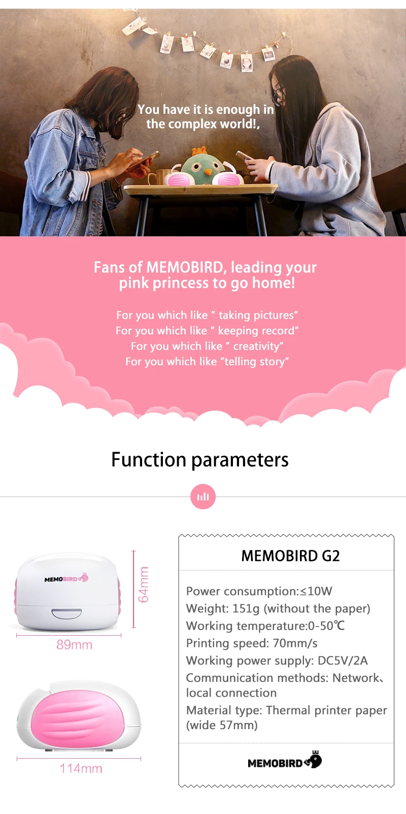 MEMOBIRD G2 Wifi Термопринтер для печати этикеток портативный принтер для печати фото беспроводной карманный Wifi фотопринтер JEPOD