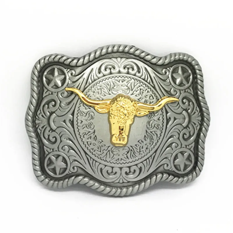 Western cowboy zinc alloy strong soil long horn buckle
