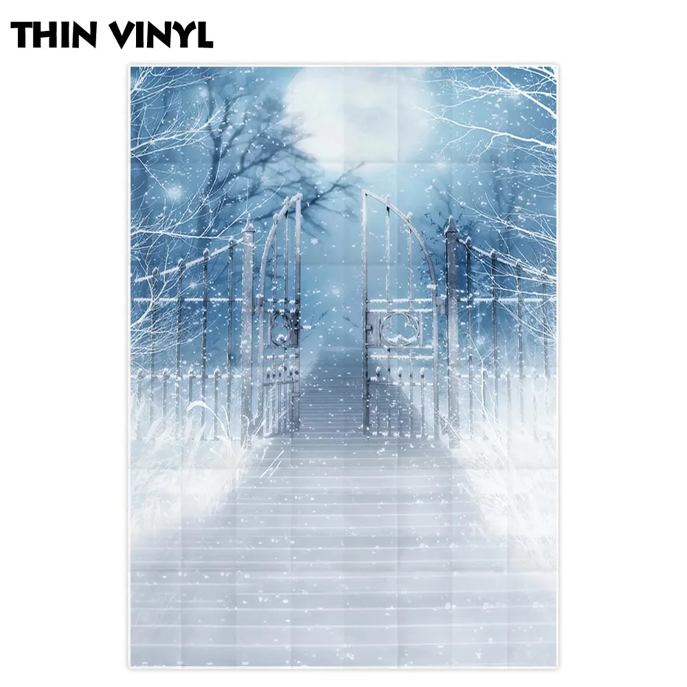 Allenjoy фон для фотосъемки зимний забор Лес Ночь луна снег сказка фотостудия