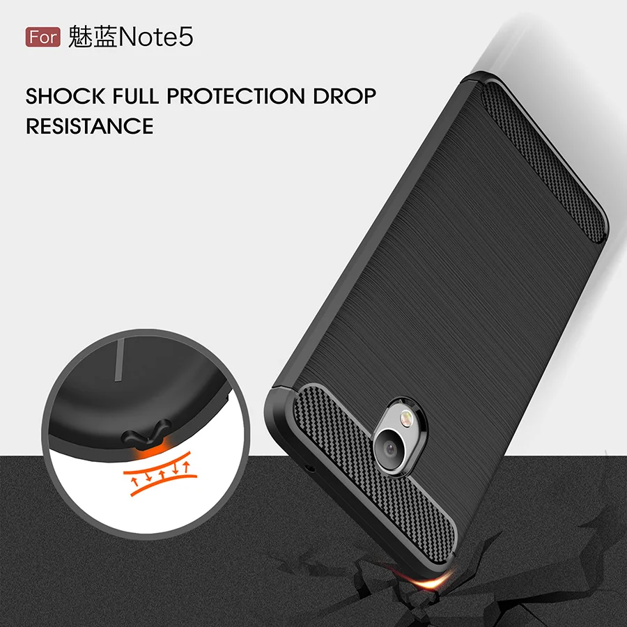 Phone Case for Meizu M5 Note Cover Carbon Fibre Brushed TPU Silicone Cases Meilan 5 Mobile Bag |