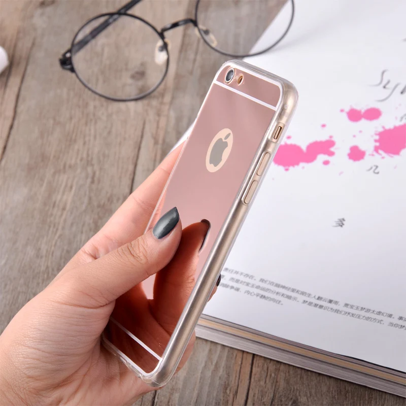 Роскошный зеркальный мягкий силиконовый чехол из тпу для iphone 7 6 6S Plus 5 4 задняя