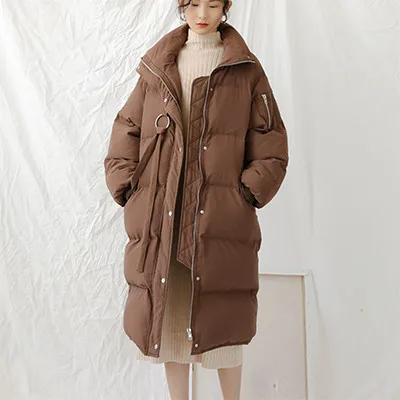 Coffee Color Хлеб Костюмы Для женщин Зимняя Корейская версия длинное пальто утолщение новые свободные Повседневное пуховик пальто хлопка дикий X349 - Цвет: Coffee Color