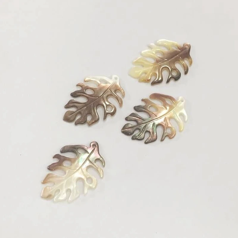 

23*34MM 6Pcs/Lot 100% Natural Black Pearl Shell Leaf Shape Charms Jewelry Pendants