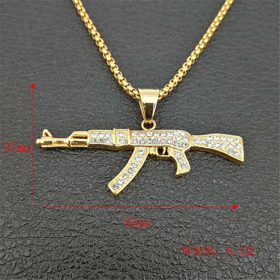 Ювелирные изделия в стиле хип хоп колье с пистолетом AK47 крутая модная подвеска