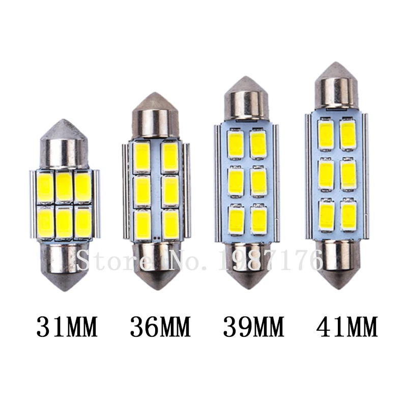 1 шт. гирлянда 31/36/39/41 мм 5630 5730 светодиодный 6 SMD Белая автомобильная лампа C5W 6418 SV8.5-8