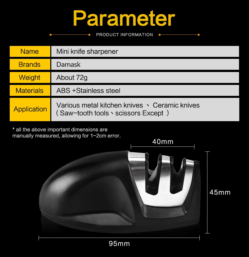 Damask Kitchen Knives Sharpener 3 Stage Professional Kitchen Sharpening Stone for Stainless Steel Knives Ceramic Knives Scissors