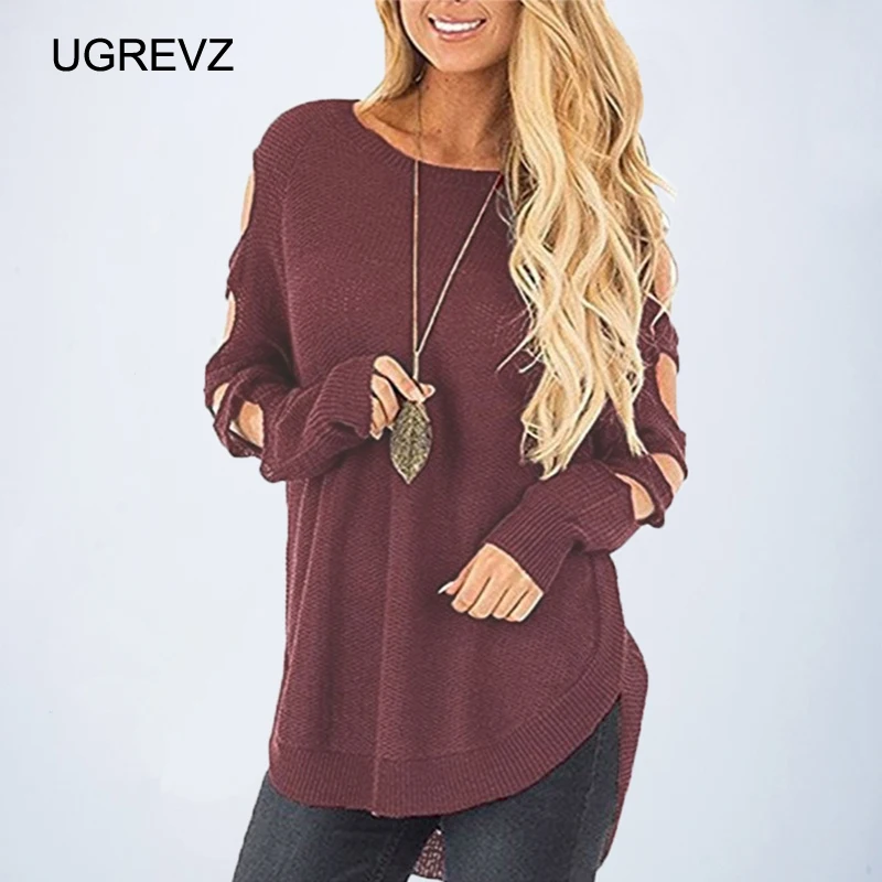 Long Sleeve Round Neck 2019 New Women's Knitted Hollow Loose Sweater Pullover Jumper Acrylic Material Daily Casual Occasion | Женская