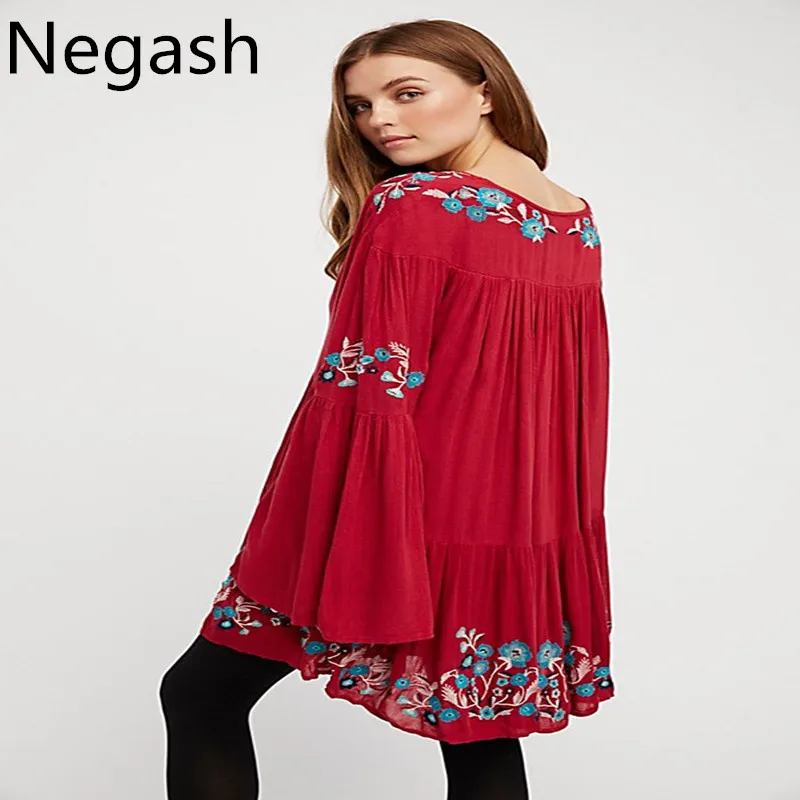 Мини платье в стиле бохо с цветочной вышивкой весна осень|Женские платья| |