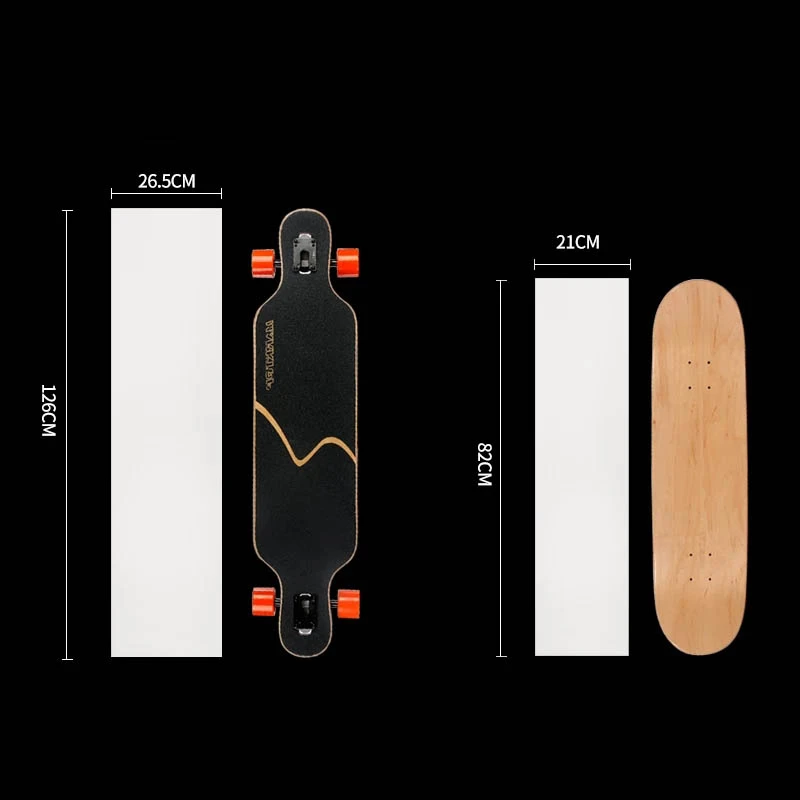 New Arrivals 126*27cm Longboard Clear Longboard Scooter Sandpaper Sticker Skateboard Thickened Grip Tape Skate Free Shipping