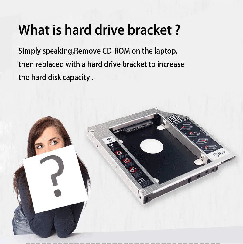 Универсальный 2-й алюминиевый HDD Caddy SATA 3,0 12,7 мм для 2," SSD чехол HDD корпус для ноутбука CD-ROM жесткий диск кронштейн