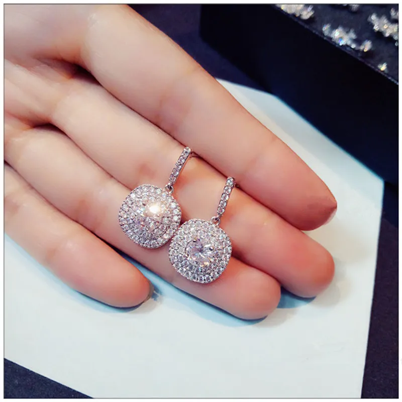 Серьги-капли для женщин, настоящее Серебро S925 пробы, хорошее ювелирное изделие, темперамент, простые, Роскошные, кубический цирконий, элегантные Стразы Aretes