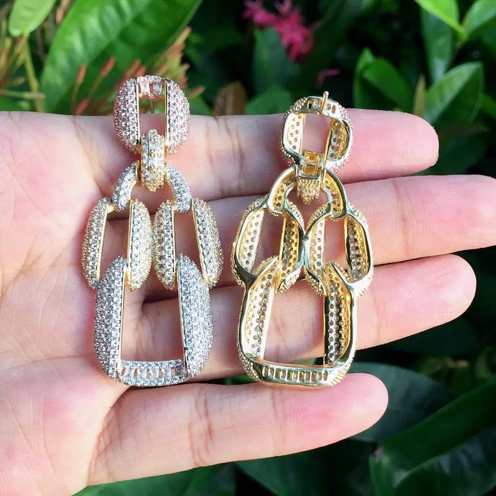 ModemAngel Роскошные Большие Изящные гемометрические фианиты 3 тона вечерние дьба