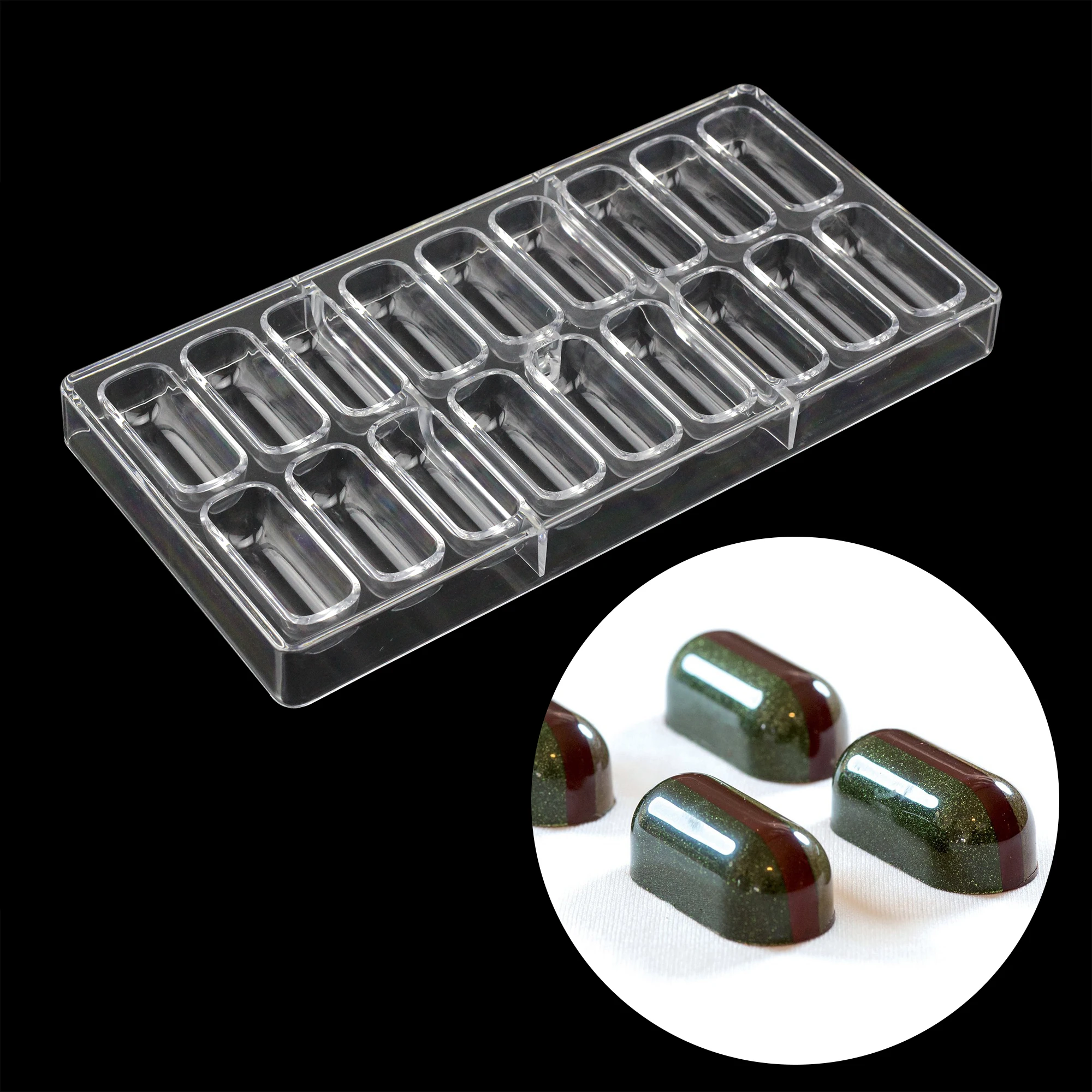 

18 Cavities Oblong shape Polycarbonate Chocolate Mold Confectionery Tools cake decoration Bonbons mold