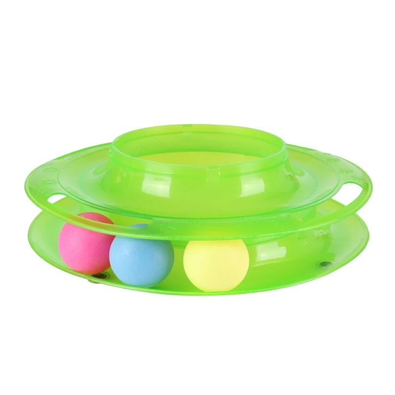 Pet Toys Cat Crazy Ball Disk Interactive Amusement Plate Play Disc Trilaminar Turntable Toy | Дом и сад