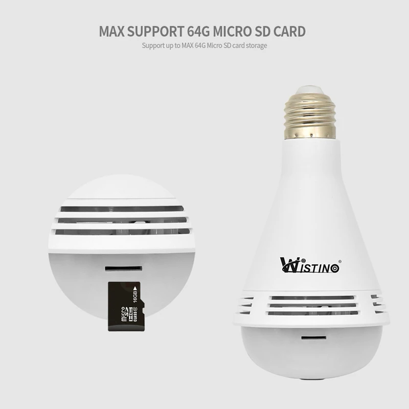 Беспроводная панорамная камера видеонаблюдения Wistino 960P с поддержкой Wi-Fi 1 3 МП |