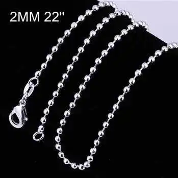 Горячая продажа новейшие цепочки Серебряные Позолоченные 2 м 16 24 дюймовый шарик