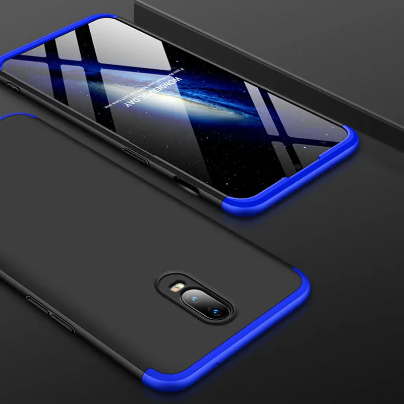 Black Blue 3-в-1 полный Защитный чехол для oneplus 6 T чехол на весь корпус чехол для задней крышки для One Plus 6 t oneplus 6 T 1+ 6 T жесткий чехол - Цвет: Black Blue