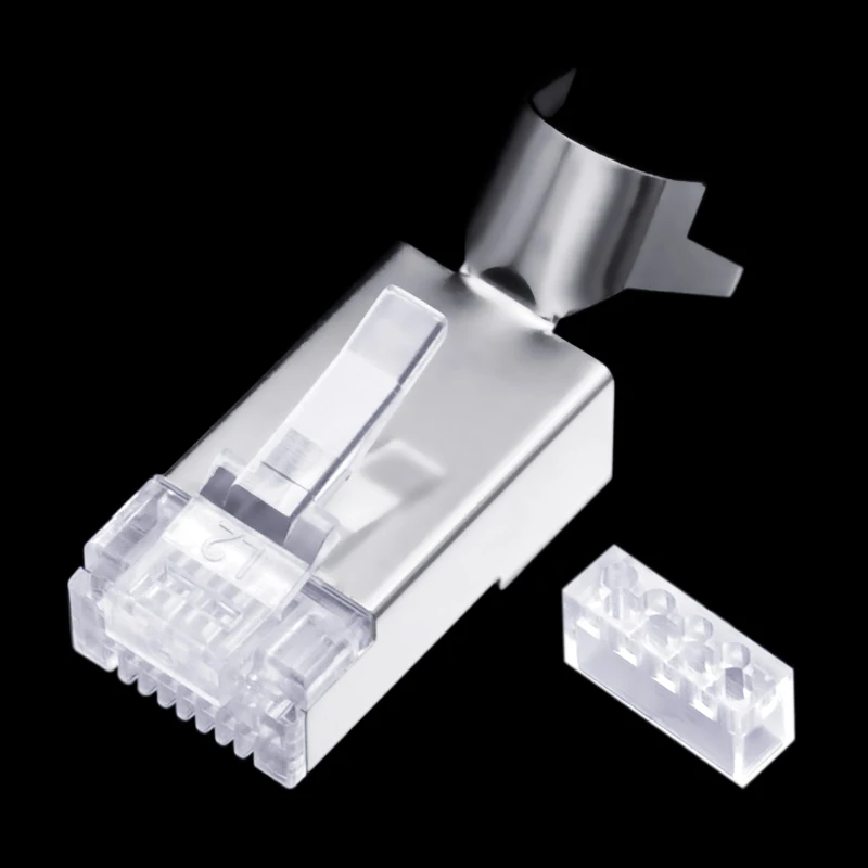 CNCOB 30 шт. Cat 7 RJ45 сетевой Кабельный разъем Cat6a Кристальный штекер экран