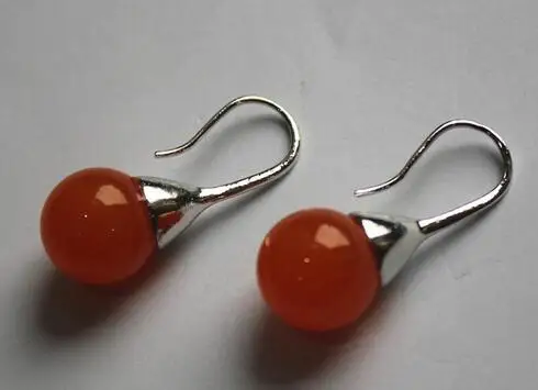 Бесплатная доставка 12 мм красные нефриты серьги из бисера|Серьги-подвески| |