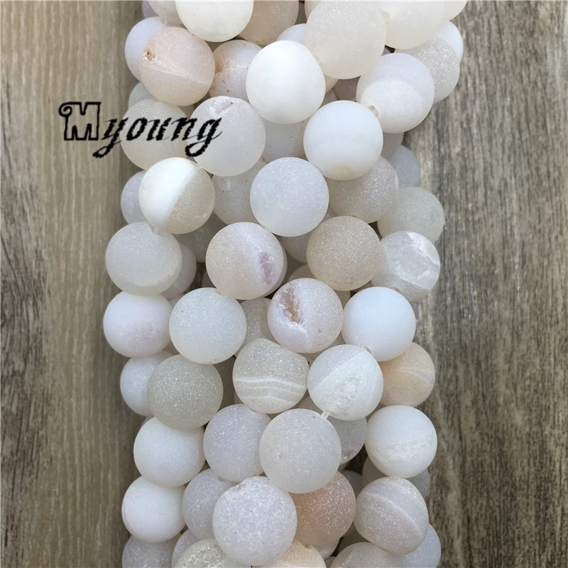 Матовый белый кулон agates Druzy бусины из жеоды круглый кварц свободные Друза