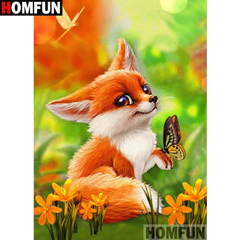 Алмазная живопись HOMFUN животные лисы вышивка крестиком картина из