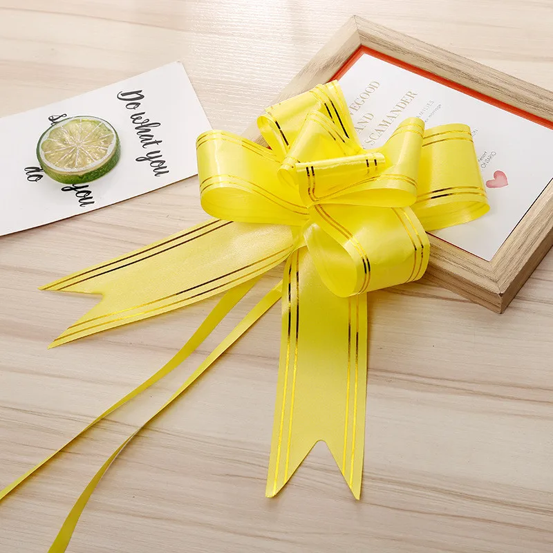 yellow 10 шт./лот Потяните банты Подарочные ленты Рождественский подарок обертывание День Рождения Декор День Святого Валентина свадебное украшение автомобиля партия поддерживает поставки - Цвет: yellow