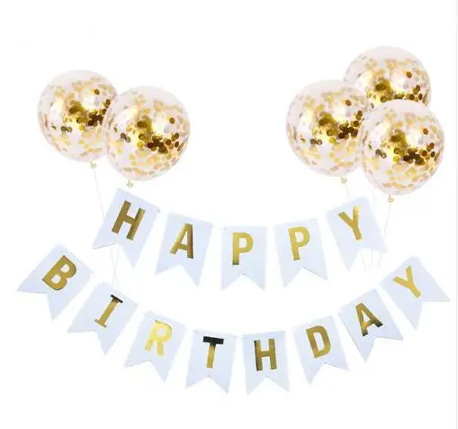 Banner Confetti 12 шт., воздушные шары из фольги с гелием и розовыми и белыми звездами для вечеринки в честь Дня Рождения, 18 дюймов - Цвет: Banner Confetti