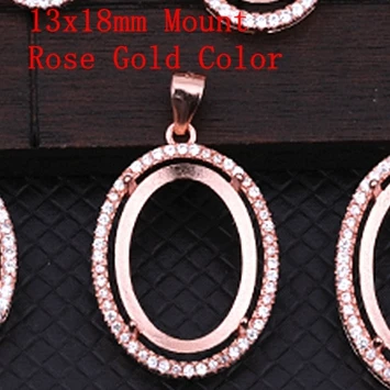 13x18mm Mount Rose 925 пробы Серебряный женский кулон 6x8 8x10 10x12 12x14 12x16 13x18 15x20 мм полукрепление Подвеска Установка CZ - Цвет камня: 13x18mm Mount Rose