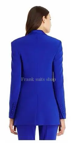 Женский офисный жакет элегантный базовый брючный костюм Королевского синего