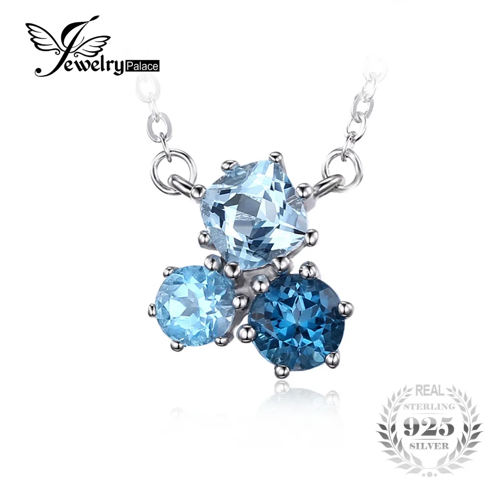 Jewelrypalace 1.7ct натуральная multi Лондон Голубой топаз кулон Цепочки и ожерелья