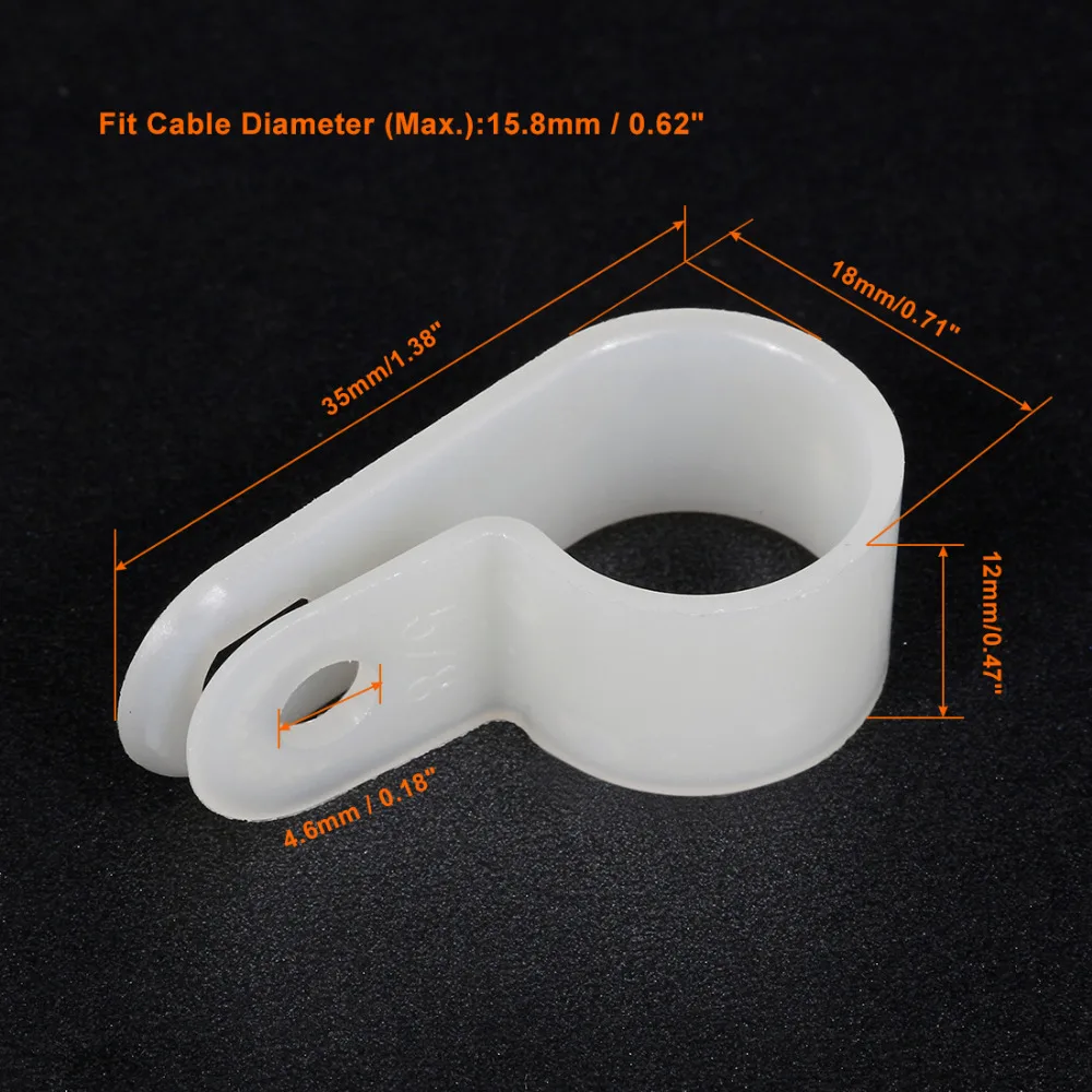 Uxcell черный/белый R type нейлоновый кабельный зажим Органайзер зажимы для шнура