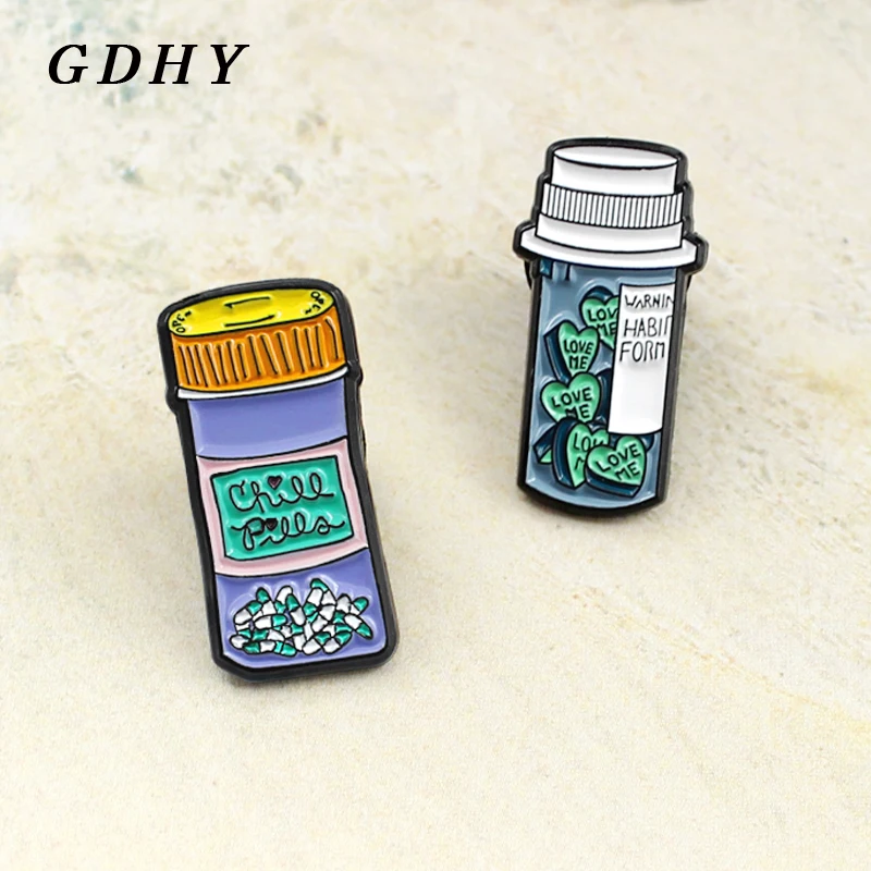 GDHY красивые дрейфующая бутылка лекарственный флакон брошь эмалированный штифт