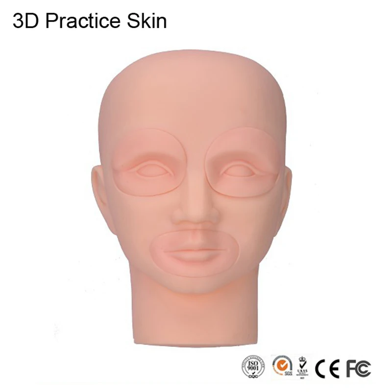 

Permanent Makeup 3D Practice Skin Head With Inserts Cosmetic Eyes And Lips for learner use microblading practise tool