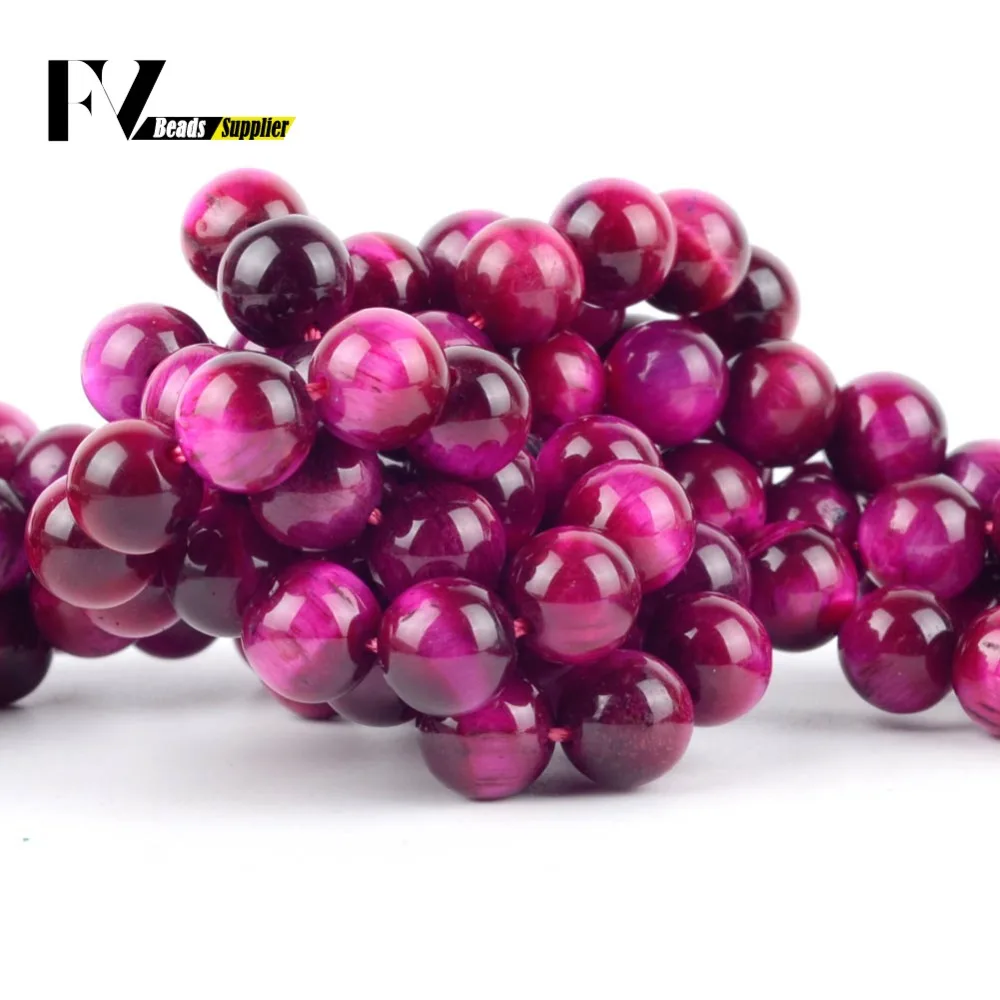 Природный + фуксия тигровый глаз каменные минералы Круглые бусины для бижутерии