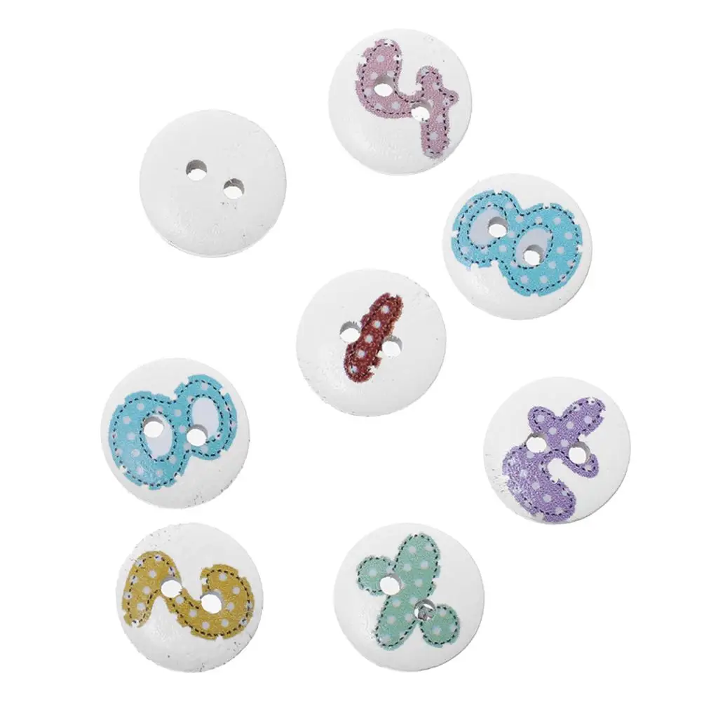 Деревянные швейные кнопки для скрапбукинга круглые в случайном порядке с 2