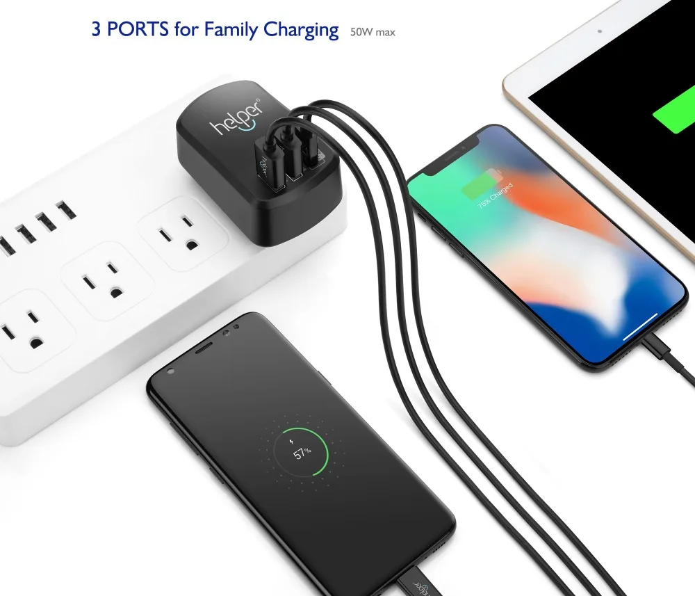 USB C зарядное устройство для путешествий PD 20V 2.25A 45 Вт type c и двойной usb порт 5 В/2.4A в